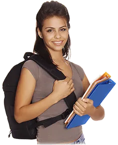 A college student with a backpack